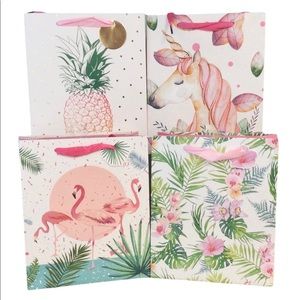 Premium Gift Bags Tropical Designs Unicorn Flamingo Floral Set of 12